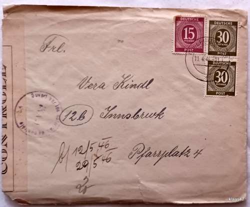 Post War Censored Mail - Allied Occupation - 1946