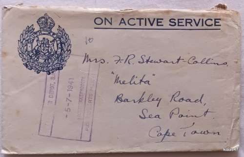 Envelope - On Active Service - SAAF - Dated 5-7-1941 at Voortrekkerhoogte
