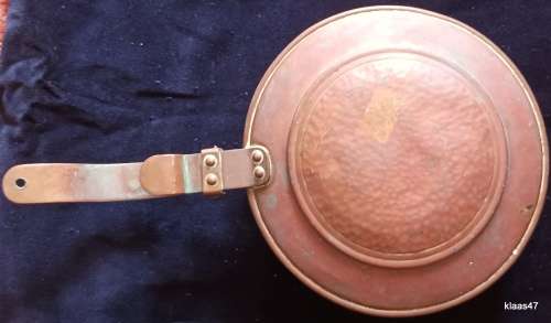 Vintage Short Handle Copper & Brass Bed Warmer