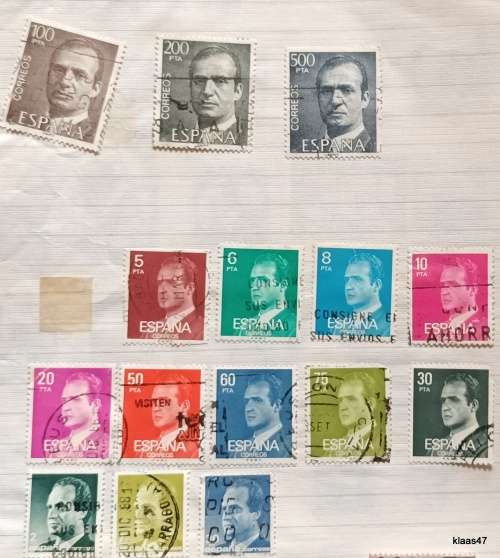 Spain - 1970`s  King Juan Carlos I - 15 Used stamps, on paper