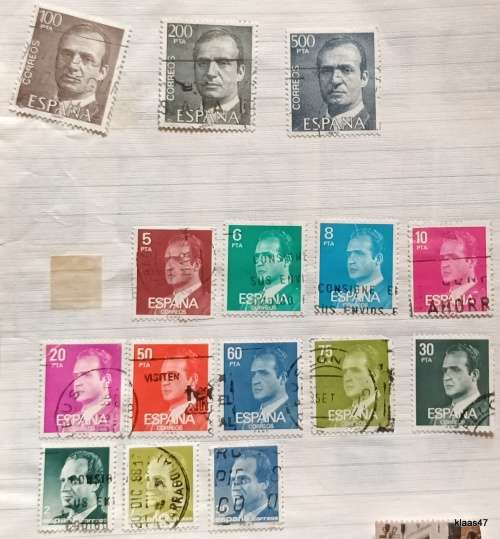 Spain - 1970`s  King Juan Carlos I - 15 Used stamps, on paper