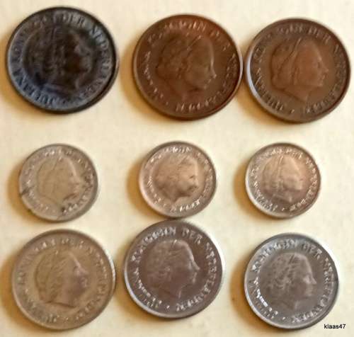 Netherlands - Mixed Lot of 9 Coins (5c 10c and 25c)