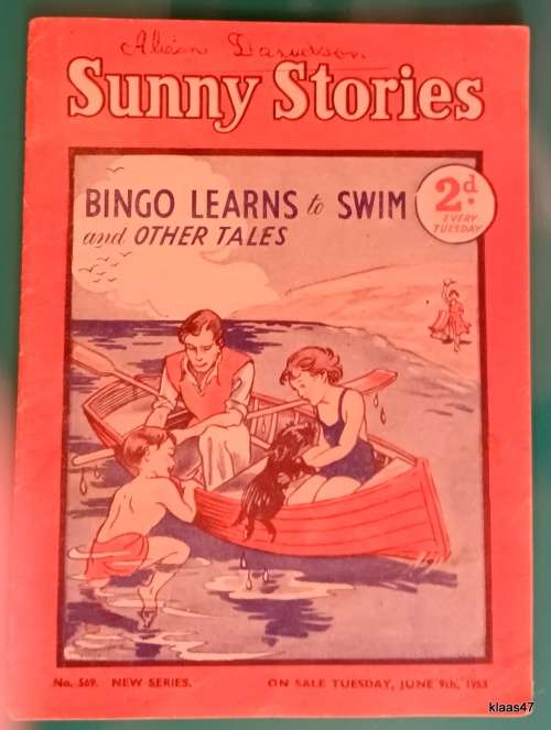 Vintage Children`s - Sunny Stories - No 569 - 9th June 1953 - Bingo Learns to Swim and Other Tales