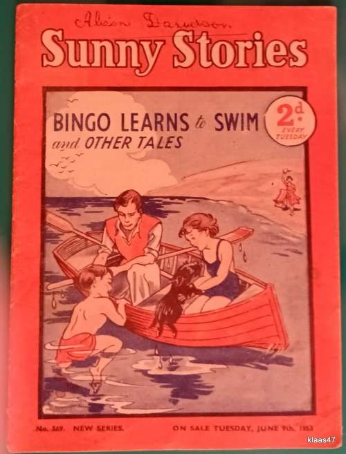 Vintage Children`s - Sunny Stories - No 569 - 9th June 1953 - Bingo Learns to Swim and Other Tales