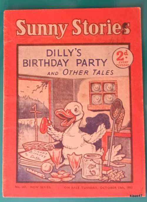 Vintage Children`s - Sunny Stories - No 587 - 13th Oct 1953 - Dilly`s Birthday Party and Other Tales