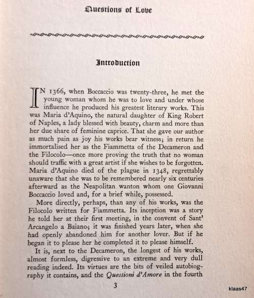 Questions of Love -  Giovanni Boccacio - Hardcover (Translation of 1566 by H.G.) 1931
