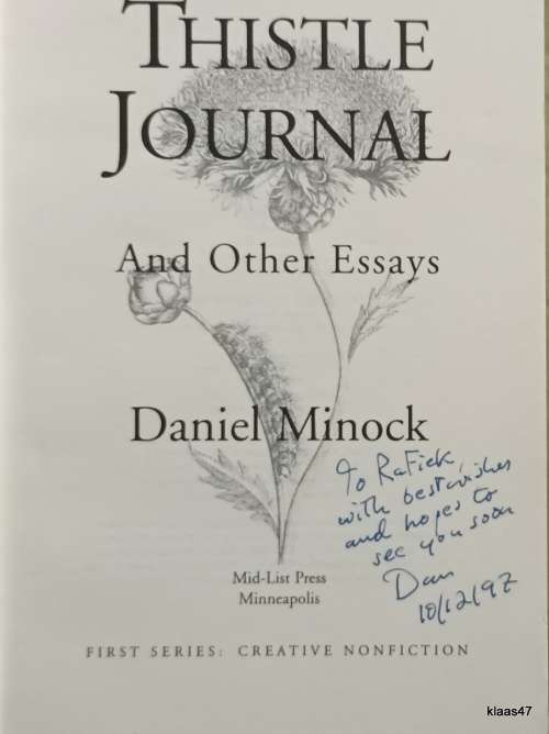 Thistle Journal and Other Essays - Daniel Minock - Paperback (Inscribed by Author)