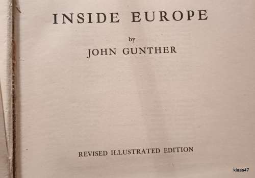 Inside Europe - John Gunther - Hardcover 1937 25th Impression
