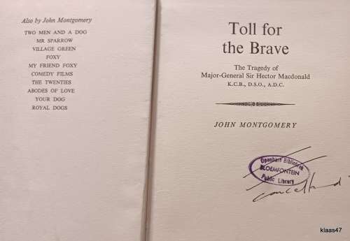 Toll for the Brave - John Montgomery - Hardcover  1963