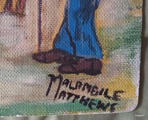 Unframed Oil painted on Board of Rural Scene by Malambile Matthews