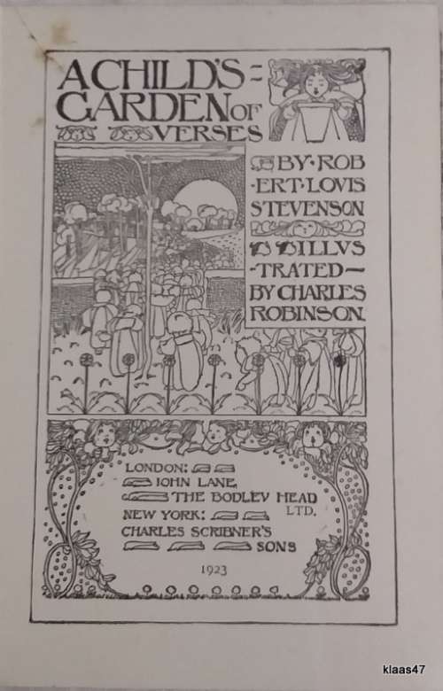 A Child`s Garden Of Verses -Robert Louis Stevenson- Hardcover 1923