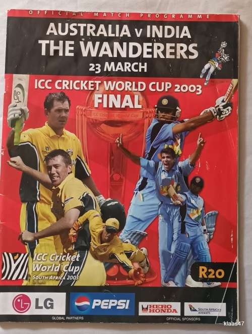 ICC Cricket World Cup 2003 - Final - Australia v India - The Wanderers - Match Programme