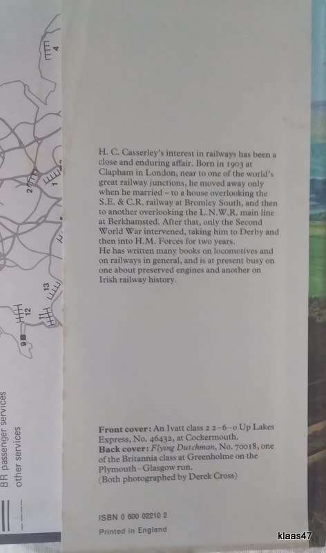Steam Locomotives of British Railways - H C Casserley - Hardcover 1974 2nd Impression
