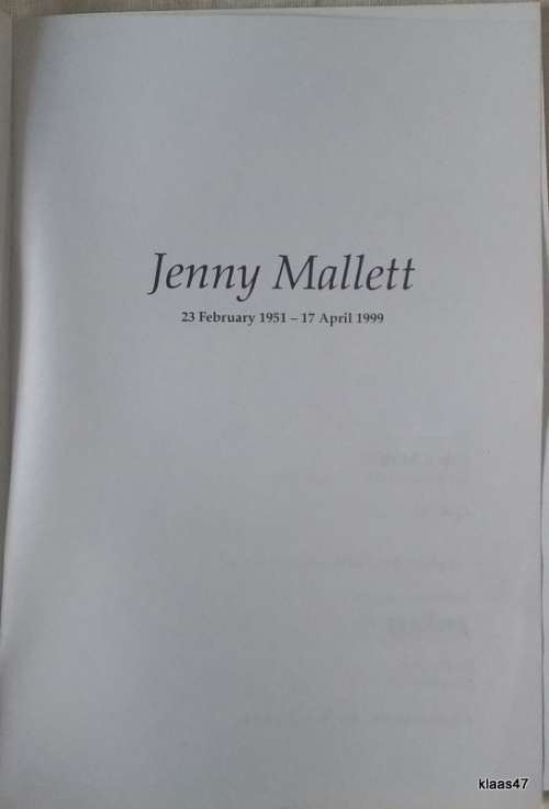 Jenny Mallet (23 February 1951-17 April 1999) - Paperback  2001