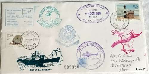 RSA - M.V. S.A. Agulhas - Posted at Sea off Gough Island/Paquebot - 1988 - Voy 55