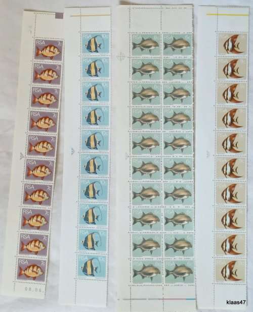 RSA -  1974 - 2nd Definitive Issue: Fish - 6c (Block of 20) 7c, 9c, 10c (Strips of 10 each) - Mint