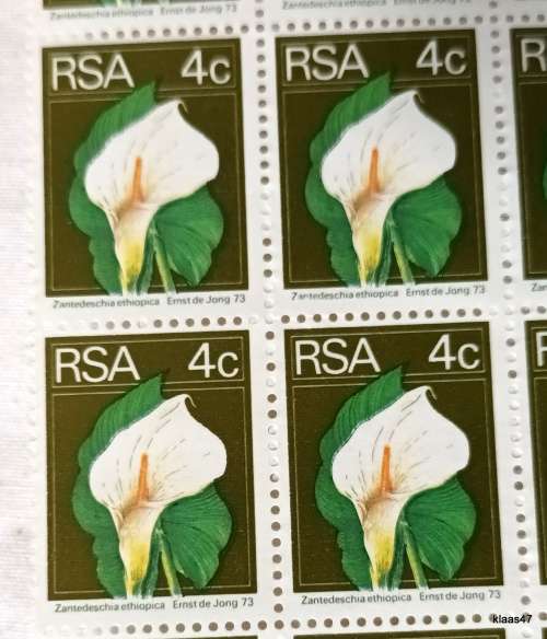 RSA -  1974 - 2nd Definitive Issue: 4c Block of 75  Mint stamps