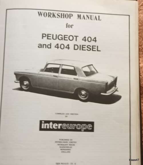 Peugeot 404 and 404 Diesel from 1961 - Workshop Manual - Hardcover
