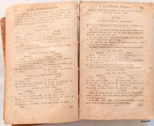 A New Grammar French-English / English-French - A Boyer and Guy Miege - Hardcover 1718 (cover loose)