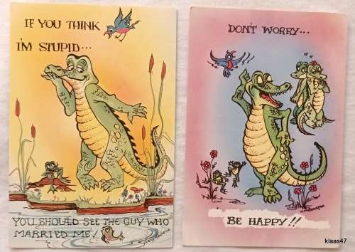 2 Humourous Post Cards - B Poynter Print