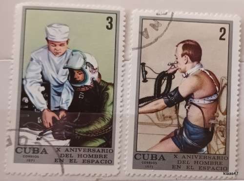 Cuba - 1971 - 10th anni. Space Flight - 2 Cancelled Hinged stamps