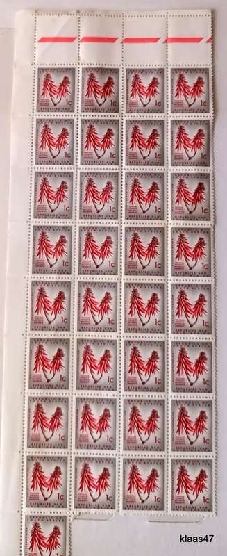 RSA - 1961 - 1st Definitive Series - 1c Block of 33 Unused stamps