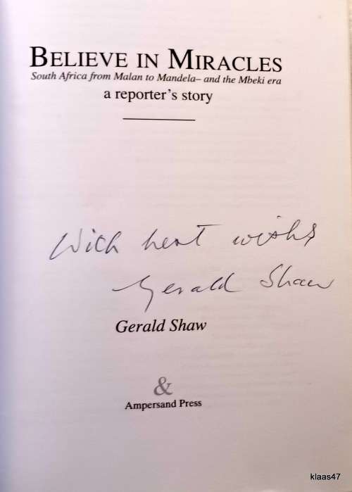 Believe in Miracles - Gerald Shaw - Paperback   **Signed**