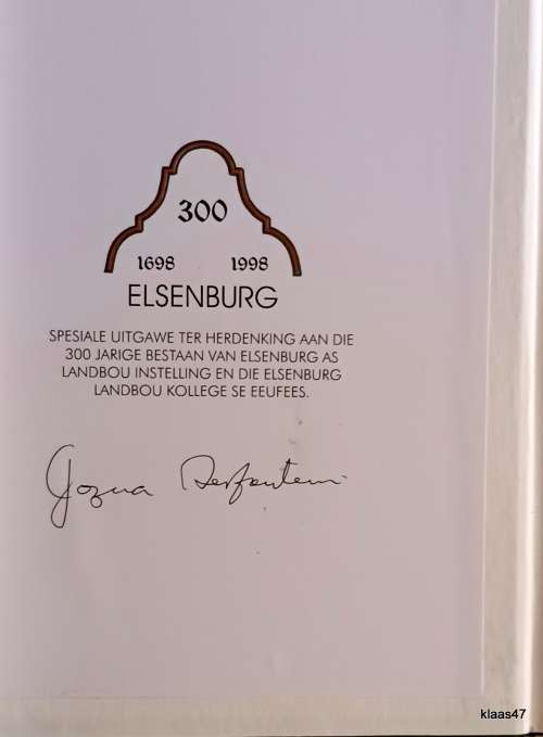 Elsenburg - Jozua Serfontein - Hardeband **Geteken**  **Spesiale Uitgawe**