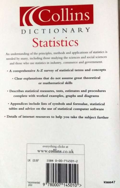 Collins Statistic Dictionary - Roger Porkess - Paperback 2004 2nd Edition
