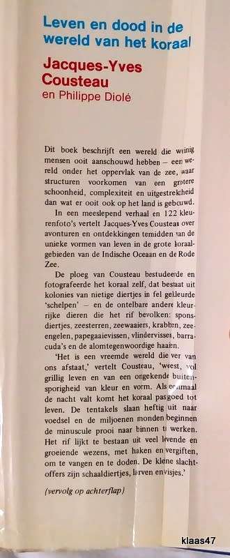 Leven en Dood in de Wereld van het Koraal - Jacque-Yves Cousteau en Philippe Diole - Hardcover 1971