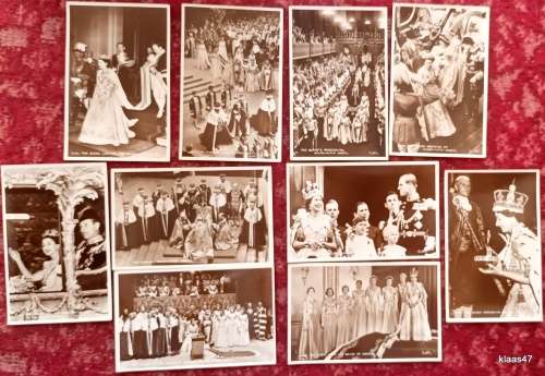 10 Valentine`s Coronation Souvenir Post Cards - Black & White
