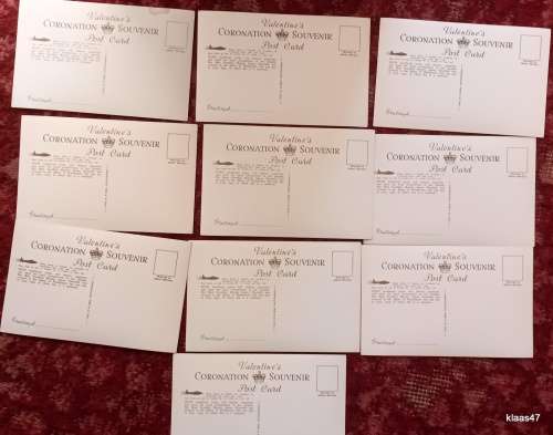 10 Valentine`s Coronation Souvenir Post Cards - Black & White