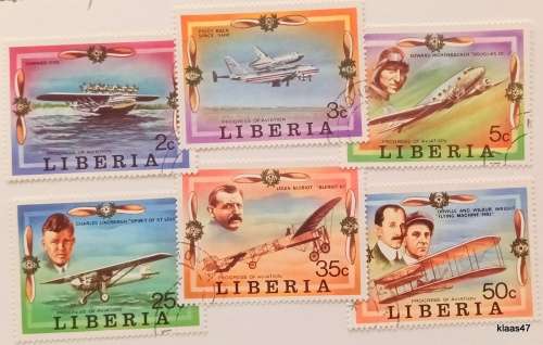 Liberia - 1978 - Aviation history - Set of 6 Cancelled Hinged stamps