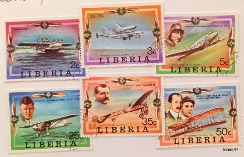 Liberia - 1978 - Aviation history - Set of 6 Cancelled Hinged stamps