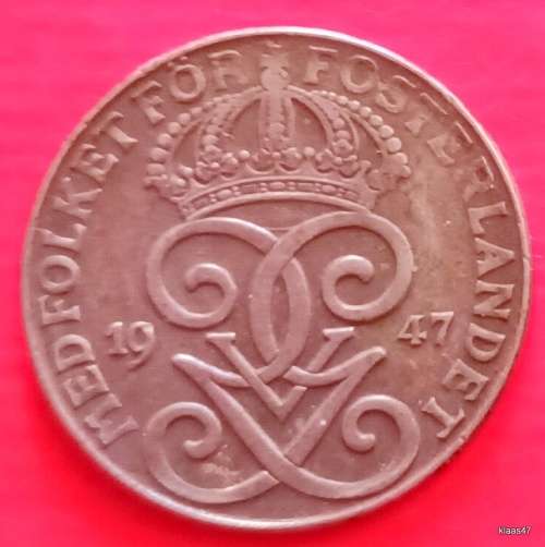 Sweden - 1947 - 2 Ore - Gustaf V - Iron