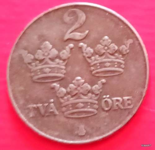 Sweden - 1947 - 2 Ore - Gustaf V - Iron