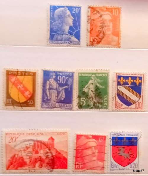 France - Mixed Lot of 9 Used Hinged stamps