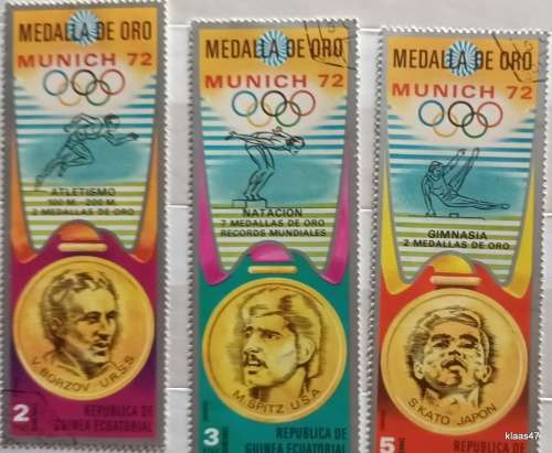Equatorial Guinea - 1972 Olympics - Medals Winners - 6 Cancelled Hinged stamps