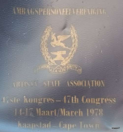 Artisan Staff Association SAR&H Trade Union 47 Congress, Cape Town 1978 Document holder