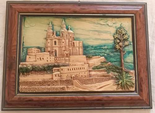 Vintage 3d Picture - John Borg - Zebbug - Malta - Handpainted -