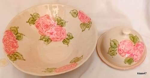 Di Marshall Wonki Ware South Africa Matching Salad Bowl and Lidded Butter/cheese dish