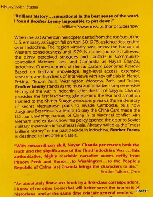 Brother Enemy: A History of Indochina since the fall of Saigon - Nayan Chanda - Paperback 1988