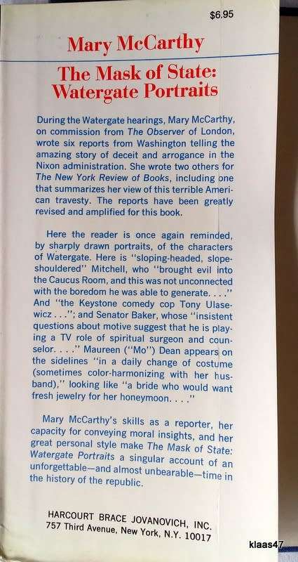 The Mask of State: Watergate Portraits - Mary McCarthy - Hardcover 1972