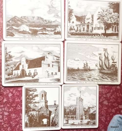 Cork Base Placemats - Drawings of Historic Cape - 6 mats