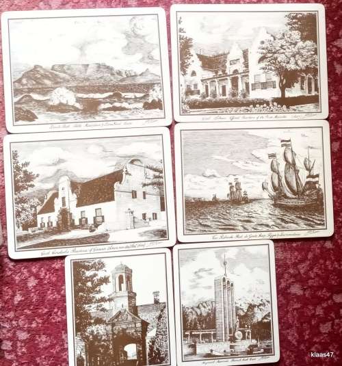 Cork Base Placemats - Drawings of Historic Cape - 6 mats