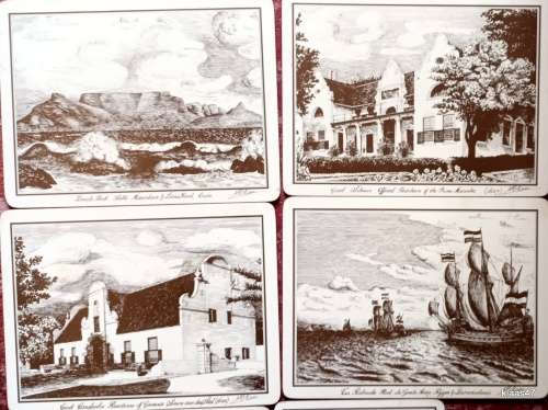 Cork Base Placemats - Drawings of Historic Cape - 6 mats