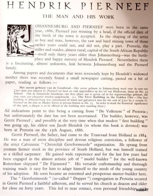 Pierneef (The Man and His Work) - J F W Grosskopf - Hardcover 1947