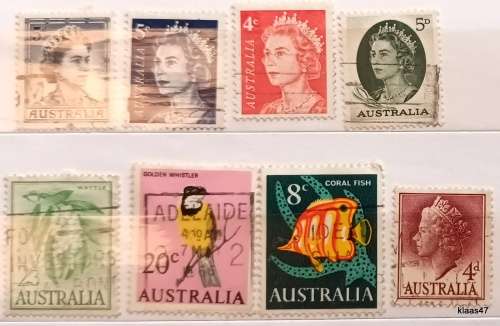 Australia - Mixed Lot of 8 Used Hinged stamps