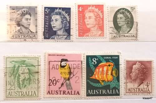 Australia - Mixed Lot of 8 Used Hinged stamps
