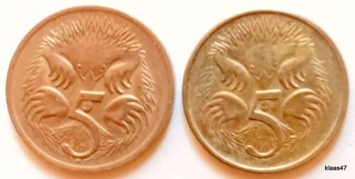 Australia - 1968 and 1981 - 5 cents - Copper-nickel